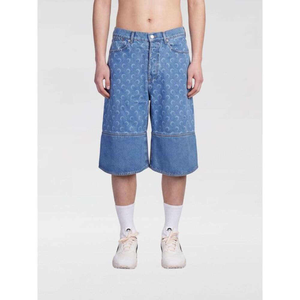 Marine Serre Pants Men Gnawed Blue